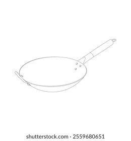 Hand drawn kids drawing illustration iron wok cartoon isolated