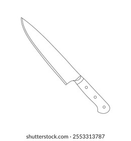 Hand drawn kids drawing kitchen knife cartoon isolated