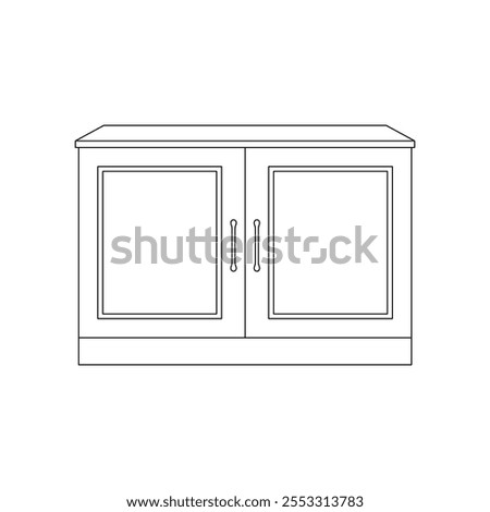 Hand drawn kids drawing kitchen cabinet cartoon isolated