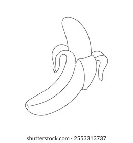 Desenhado à mão crianças desenho descascado banana desenho animado isolado