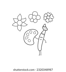 Hand drawn Kids drawing style funny art brush drawing flowers in a cartoon style by wordspotrayal