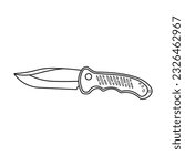 Hand drawn kids drawing Vector illustration Folding Tactical Knife flat cartoon isolated