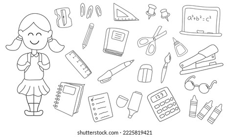 Vector de dibujo manual para niños Ilustración del conjunto de escuelas para niños.