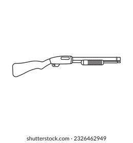 Hand drawn kids drawing Vector illustration pump action Shotgun flat cartoon isolated