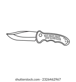Dibujo de niños dibujados a mano Ilustración vectorial Dibujo plano de Cuchillo táctico plegable aislado