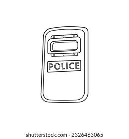 Hand drawn kids drawing Vector illustration Police shield flat cartoon isolated