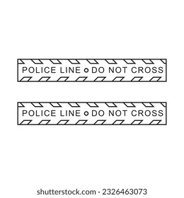 Hand drawn kids drawing Vector illustration Crime scene yellow tape, police line Do Not Cross tape flat cartoon isolated