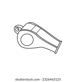 Hand drawn kids drawing Vector illustration red whistle flat cartoon isolated