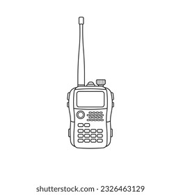 Handgezeichnete Kinder, die Vektorgrafik-Talkie zeichnen, Radio-Transceiver-Flachkartografik einzeln