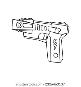 Niños dibujados a mano Dibujo Vector ilustración pistolas de arma aturdidora cartografía plana eléctrica aislada