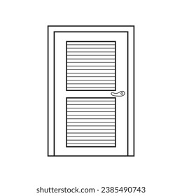 Dibujo de niños dibujados a mano Ilustración de vectores dos puertas de madera de panel Aisladas en fondo blanco