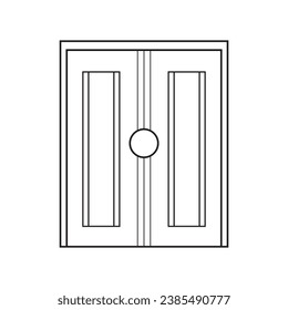 Hand drawn Kids drawing Vector illustration narrow tile double door Isolated on White Background