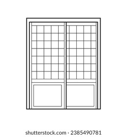 Hand drawn Kids drawing Vector illustration japanese sliding door Isolated on White Background