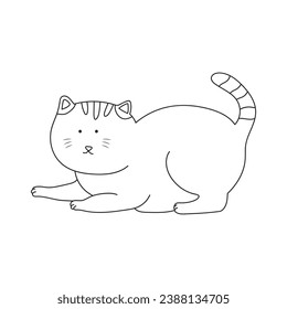 hand drawn kids drawing Vector illustration cat scratching floor icon in doodle style