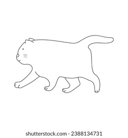 hand drawn kids drawing Vector illustration cute cat walking icon in doodle style