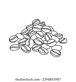 Hand drawn Kids drawing vector Illustration coffee beans in a cartoon style Isolated on White Background