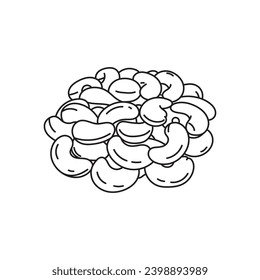 Hand drawn Kids drawing vector Illustration cashewsh in a cartoon style Isolated on White Background
