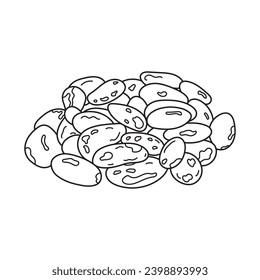 Hand drawn Kids drawing vector Illustration cacao beans in a cartoon style Isolated on White Background