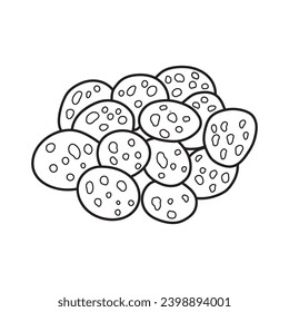 Vector de dibujo a mano Dibujo infantil Ilustración castañas de roble aterón en un estilo de caricatura Aislado en fondo blanco