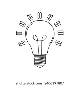 Hand drawn Kids drawing Vector illustration cartoon lightbulb icon Isolated on White