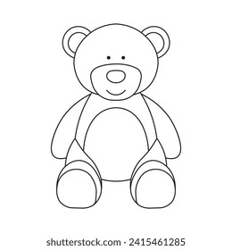 Hand drawn kids drawing Vector illustration teddy bear flat cartoon isolated