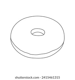 Hand drawn kids drawing Vector illustration cute donut flat cartoon isolated
