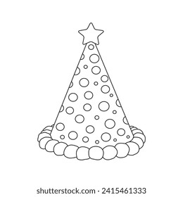 Hand drawn kids drawing Vector illustration birthday hat flat cartoon isolated