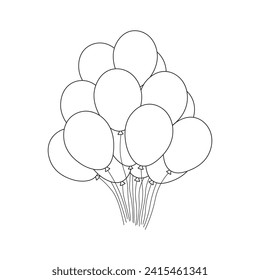 Hand drawn kids drawing Vector illustration balloons flat cartoon isolated