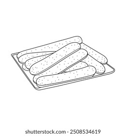 Hand drawn kids drawing Vector illustration bread sticks flat cartoon isolated