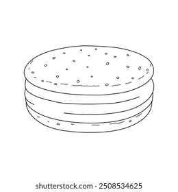 Hand drawn kids drawing Vector illustration cookie sandwich flat cartoon isolated