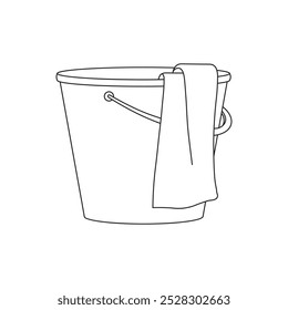 Desenho de crianças desenhadas à mão Vetor bucket ilustração com toalha plana desenho animado isolado