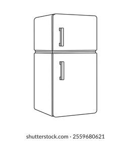 Hand drawn kids drawing vector illustration refrigerator cartoon isolated