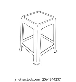 Hand drawn kids drawing vector illustration plastic chair cartoon isolated