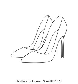 Hand drawn kids drawing vector illustration high heels shoes cartoon isolated