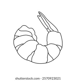 Hand drawn kids drawing vector illustration cooked shrimp cartoon isolated
