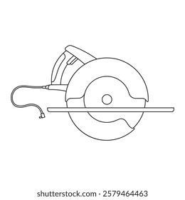 Hand drawn kids drawing vector illustration circular saw cartoon isolated