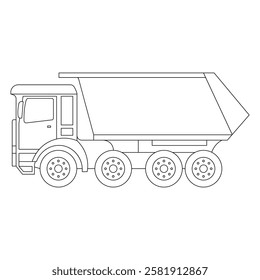 Hand drawn kids drawing vector illustration cool dump truck cartoon isolated