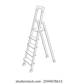 Hand drawn kids drawing vector illustration portable alumunium step ladder cartoon isolated