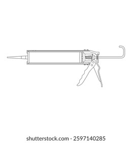 Hand drawn kids drawing vector illustration sealant gun cartoon isolated