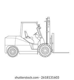Hand drawn kids drawing Vector illustration forklift flat cartoon isolated