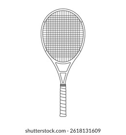 Hand drawn kids drawing Vector illustration tennis racket flat cartoon isolated