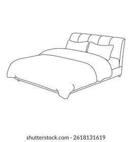 Hand drawn kids drawing Vector illustration large minimalist bed flat cartoon isolated