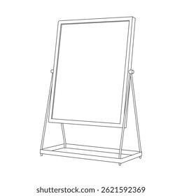 Dibujado a mano niños dibujando Ilustración vectorial mesa de pie espejo plano de dibujos animados aislado