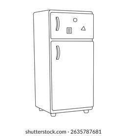 Hand drawn kids drawing Vector illustration fridge flat cartoon isolated	