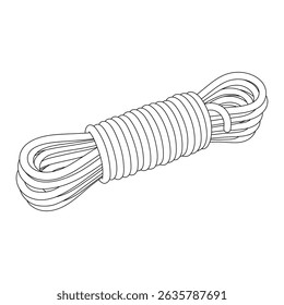 Hand drawn kids drawing Vector illustration colled rope flat cartoon isolated	