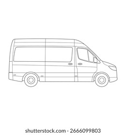 Hand drawn kids drawing vector illustration cool van cartoon isolated	