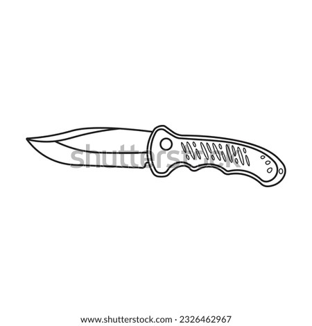 Hand drawn kids drawing Vector illustration Folding Tactical Knife flat cartoon isolated