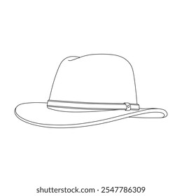 Hand drawn kids drawing wide brimed fedora hat cartoon isolated