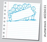 Hand drawn kids holding empty banner