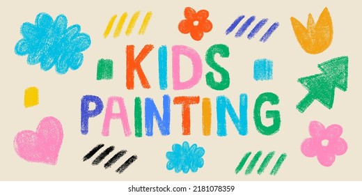 Hand Drawn Kids Painting Pastel Design